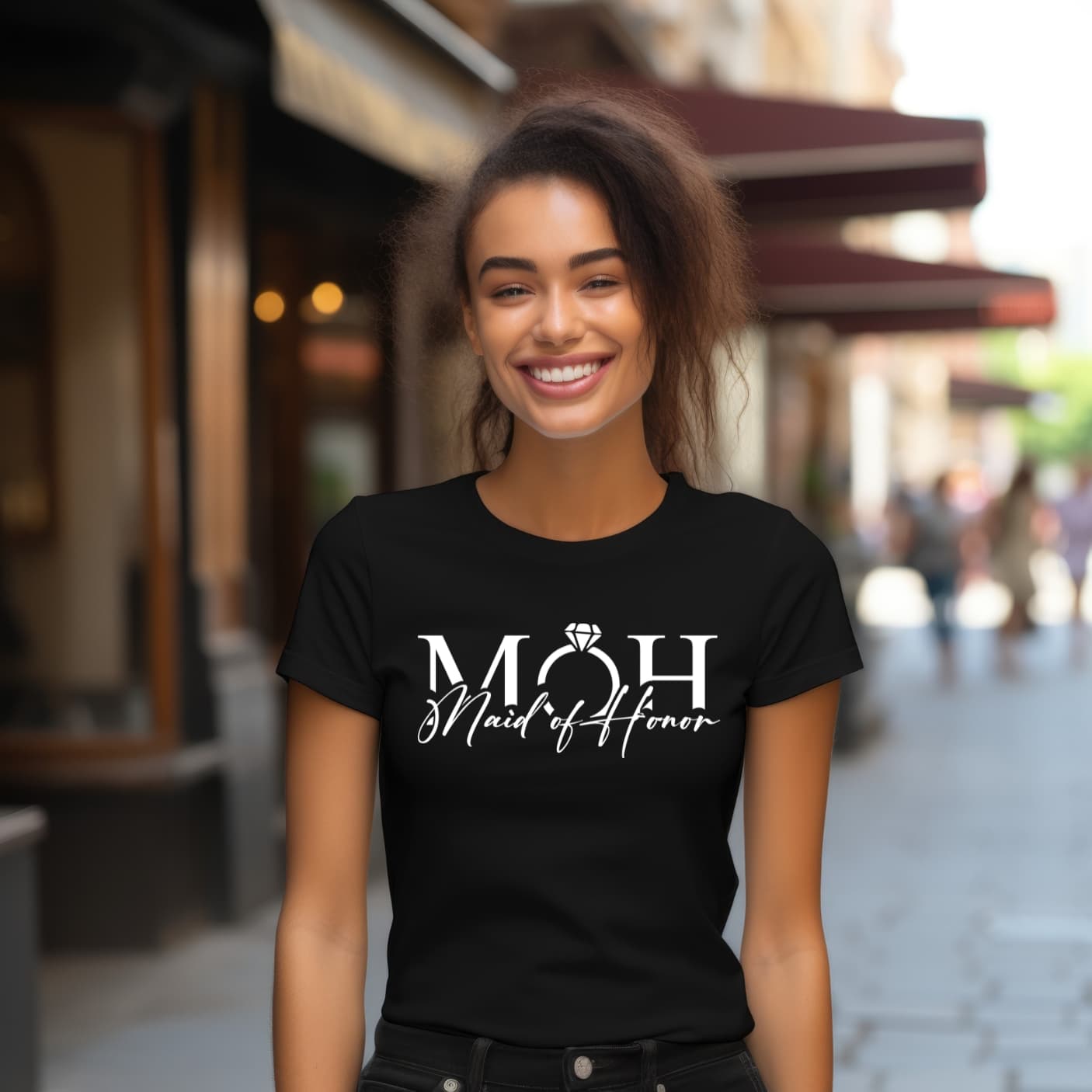 MOH Maid of Honor Bachelorette Shirt - Model