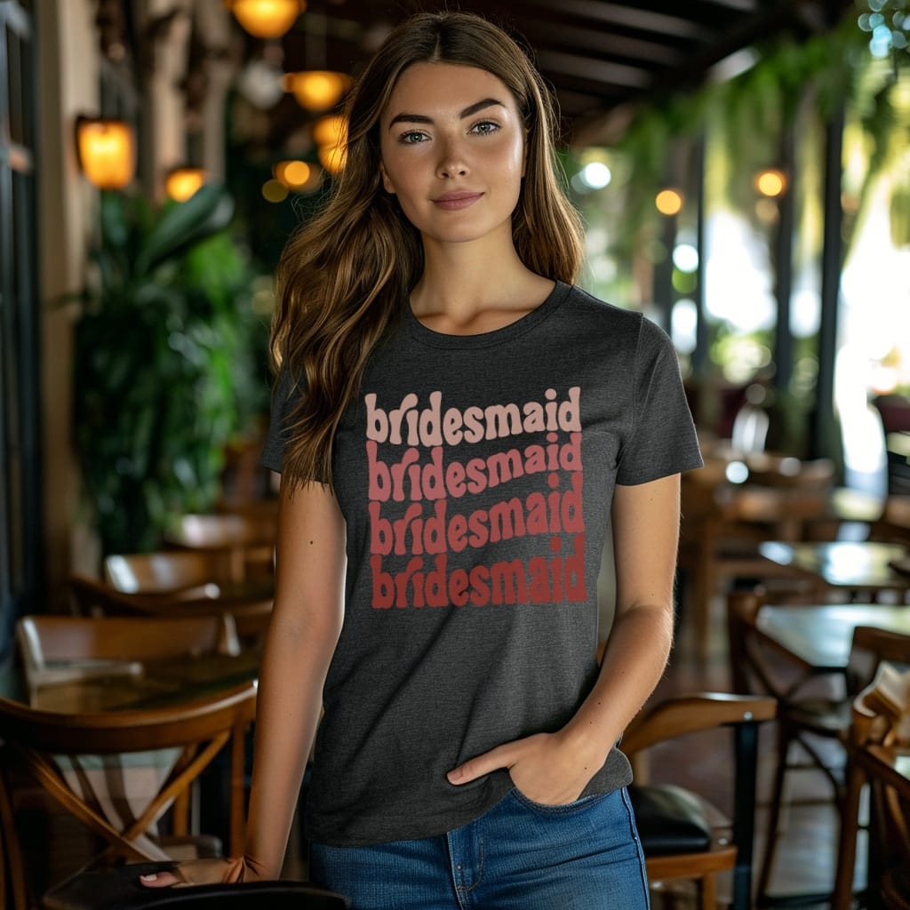 Retro Bridesmaid Shirt - Model - Restaurant Patio