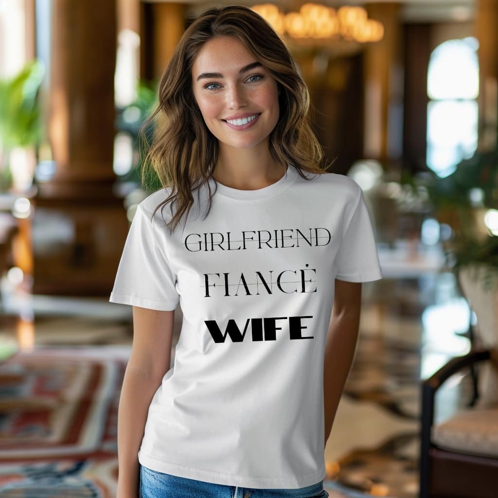 Level Up Just Married Tee - Model - Hotel Lobby 8